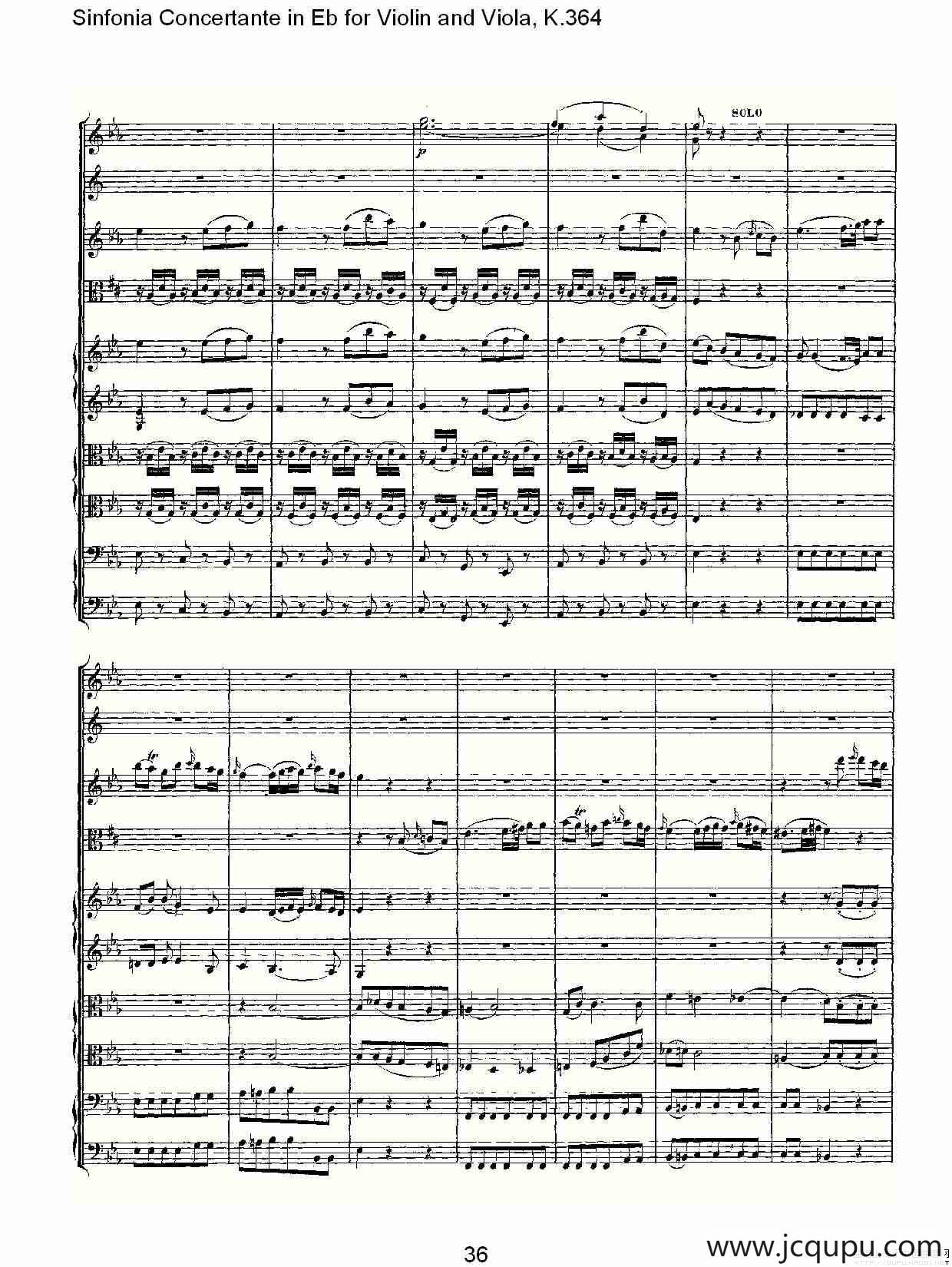 Eb调小提琴与中提琴炫技序曲, K.364（二）简谱