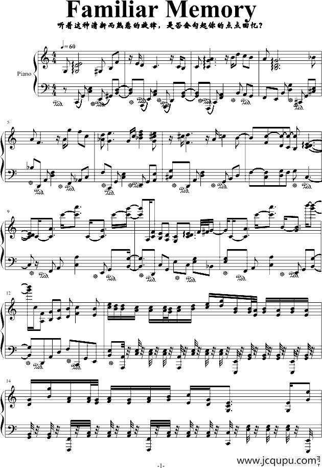 Familiar Memory简谱