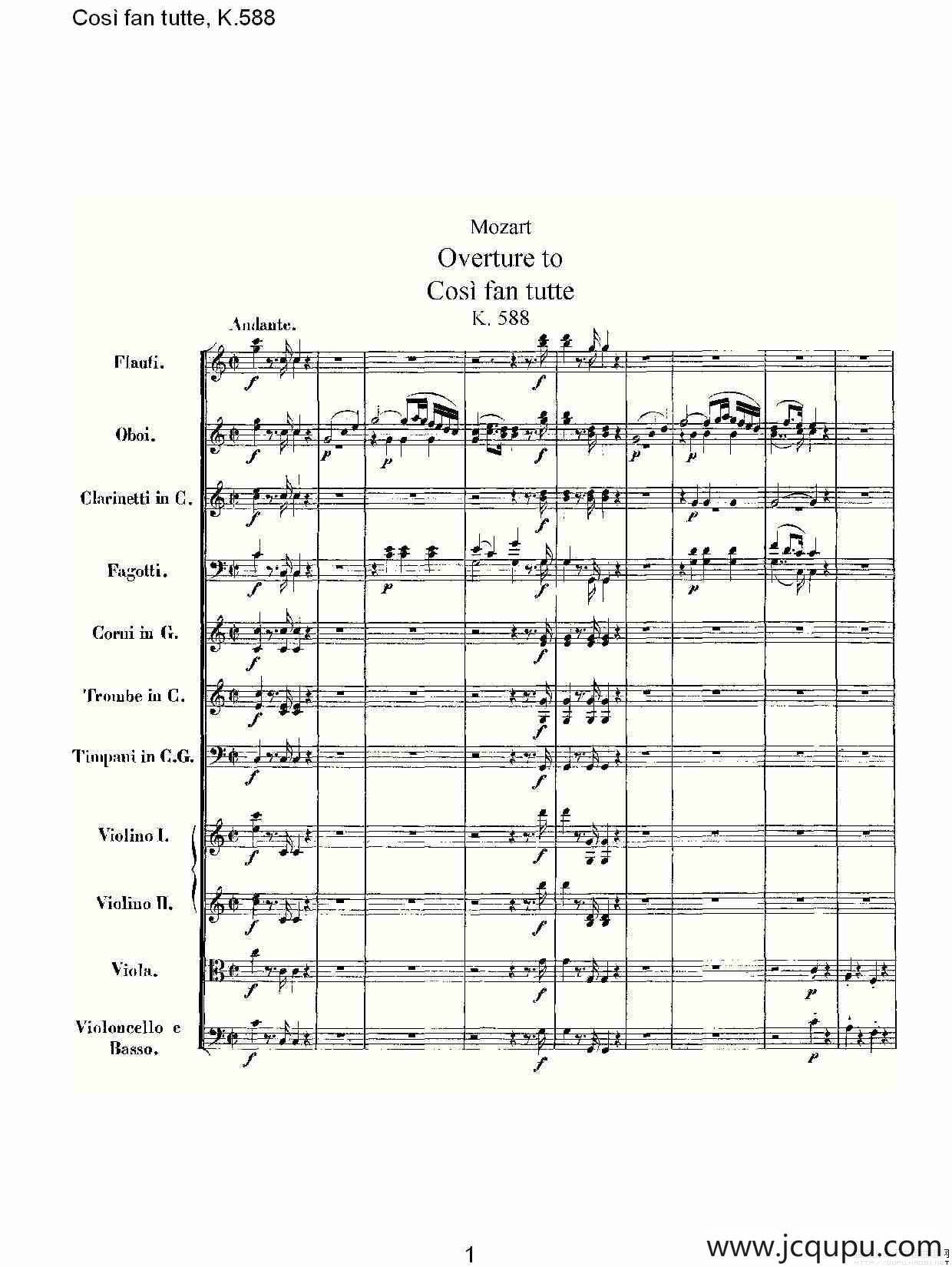 Cosě fan tutte, K.588简谱