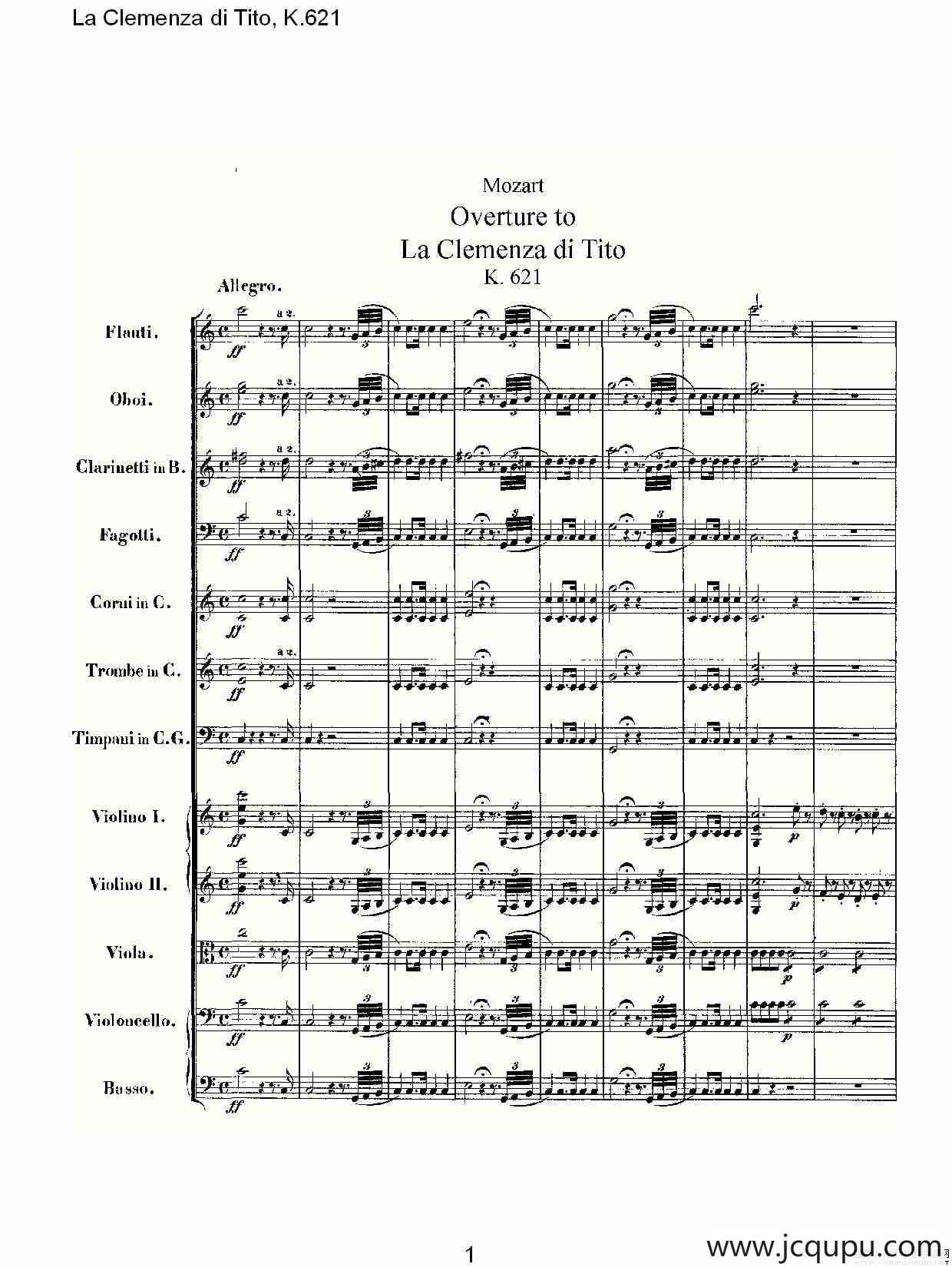 La Clemenza di Tito,K.621简谱