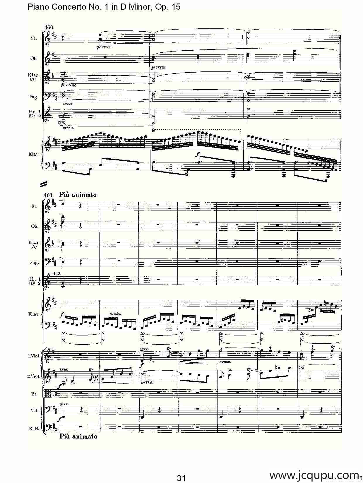 D小调钢琴第一协奏曲, Op.15第三乐章（二）简谱