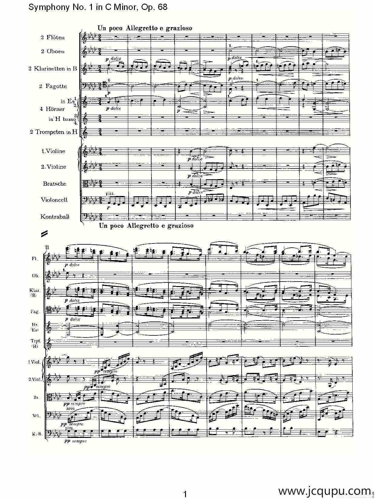 C小调第一交响曲, Op.68 第三乐章简谱