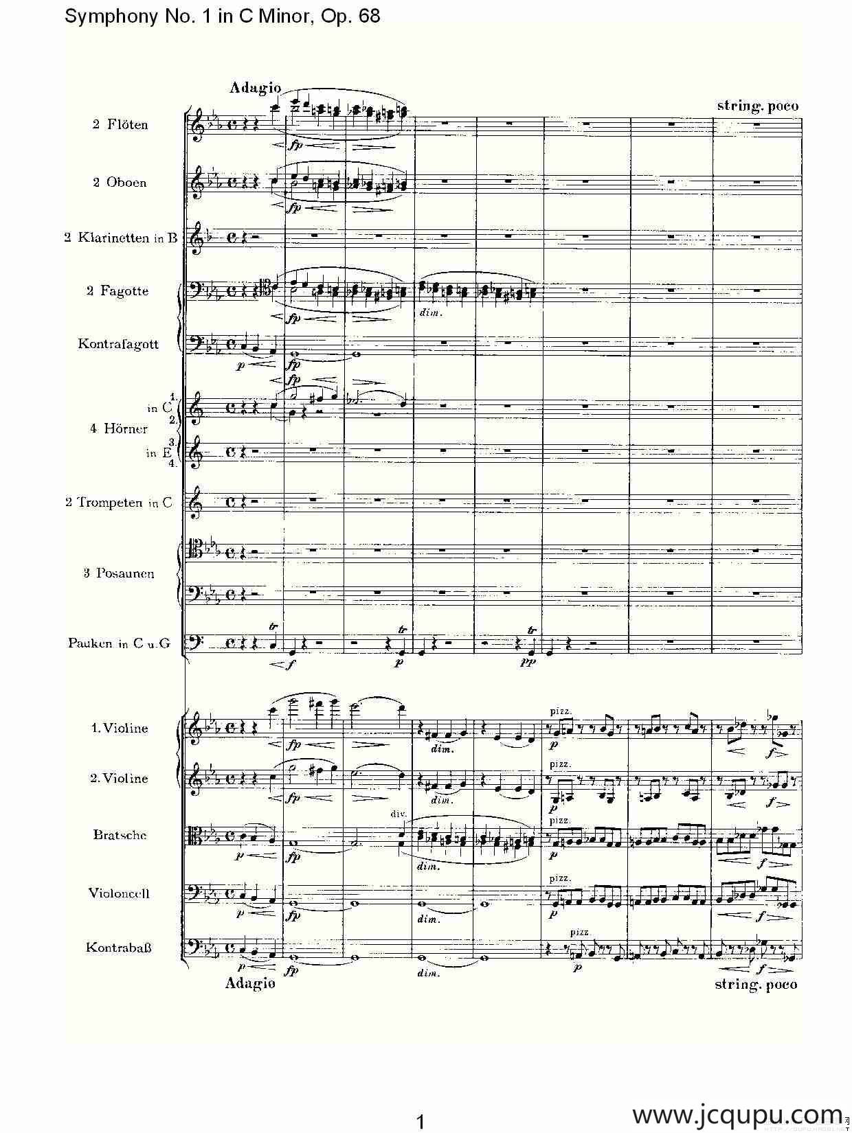 C小调第一交响曲, Op.68 第四乐章（一）简谱