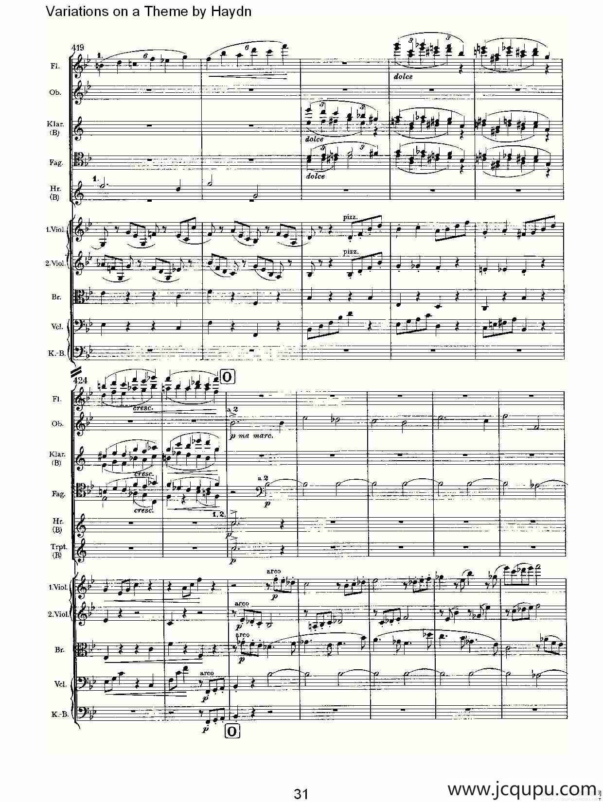 Variations on a Theme by Haydn 海顿主旋律变奏曲（二）简谱