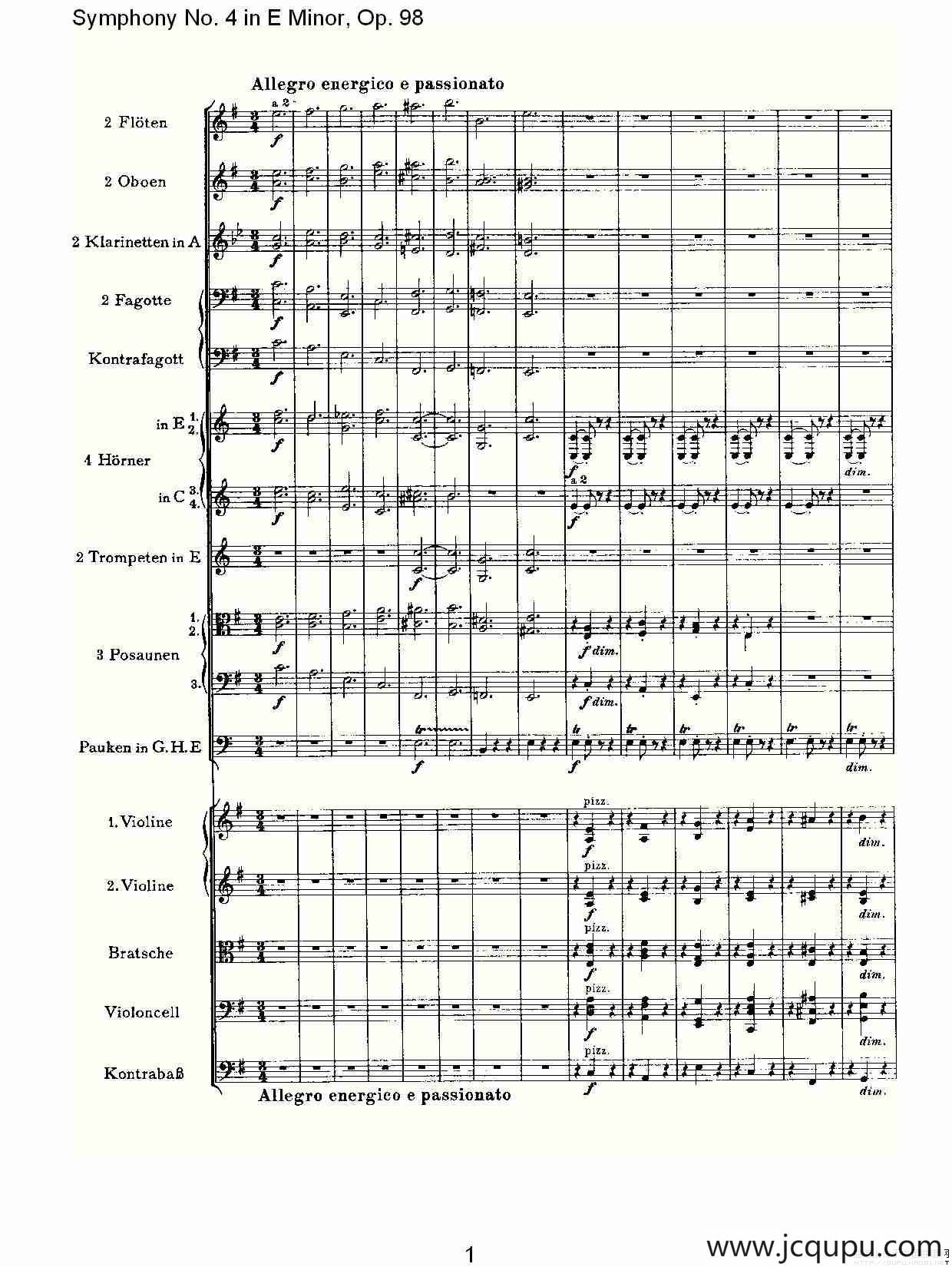 E小调第四交响曲, Op.98 第四乐章简谱