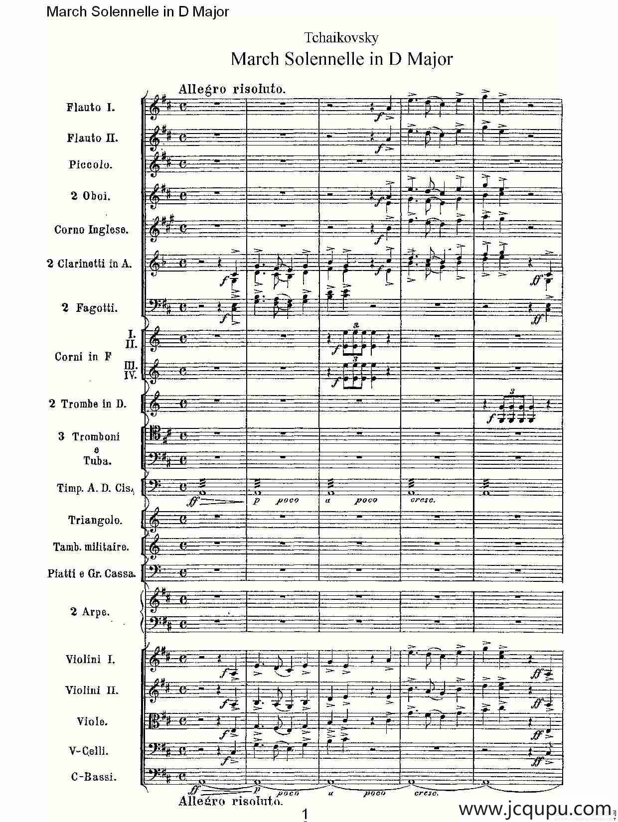 March Solennelle in D Major D大调军管乐简谱