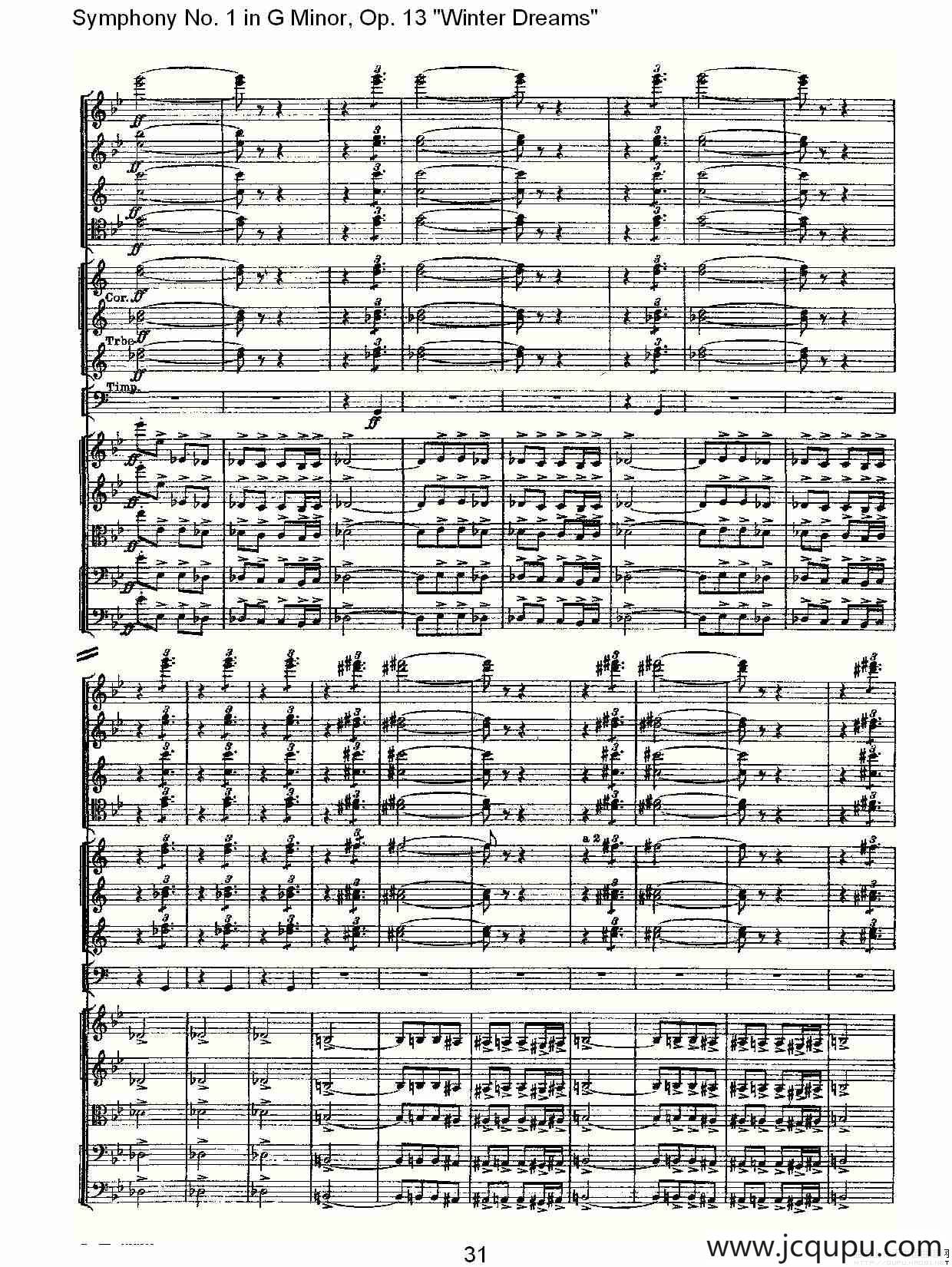 G小调第一交响曲, Op.13 冬天的梦幻Op.13第一乐章（二）简谱