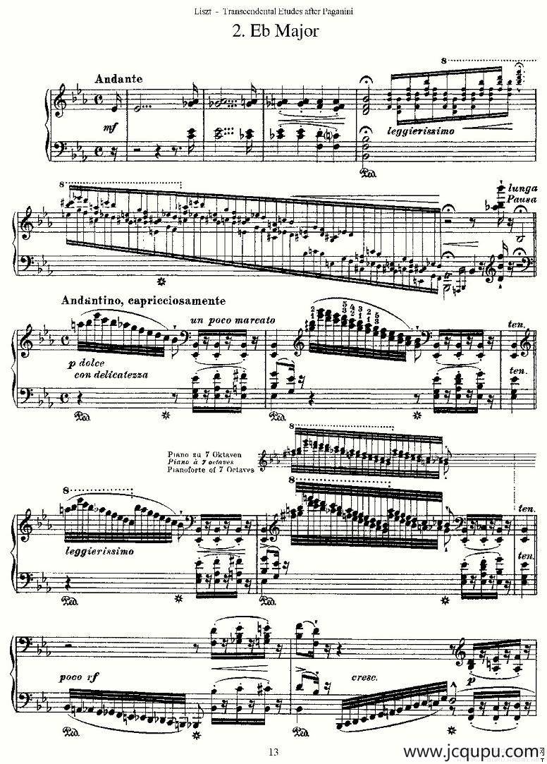 李斯特六首帕格尼尼练习曲之（二）简谱
