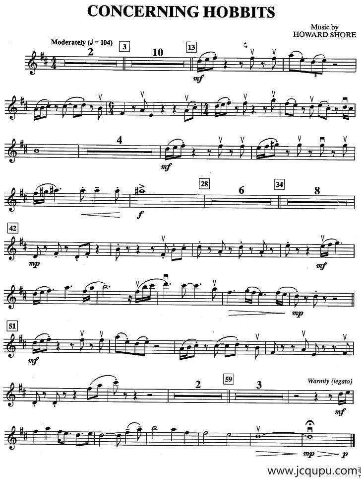 CONCERNING HOBBITS（魔戒）简谱