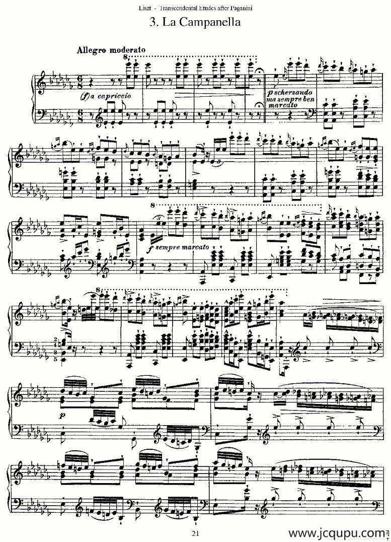 李斯特六首帕格尼尼练习曲之（三）简谱