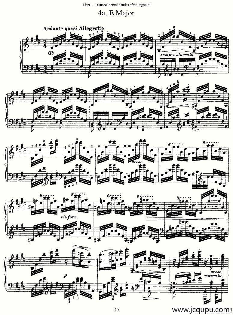 李斯特六首帕格尼尼练习曲之（四）简谱