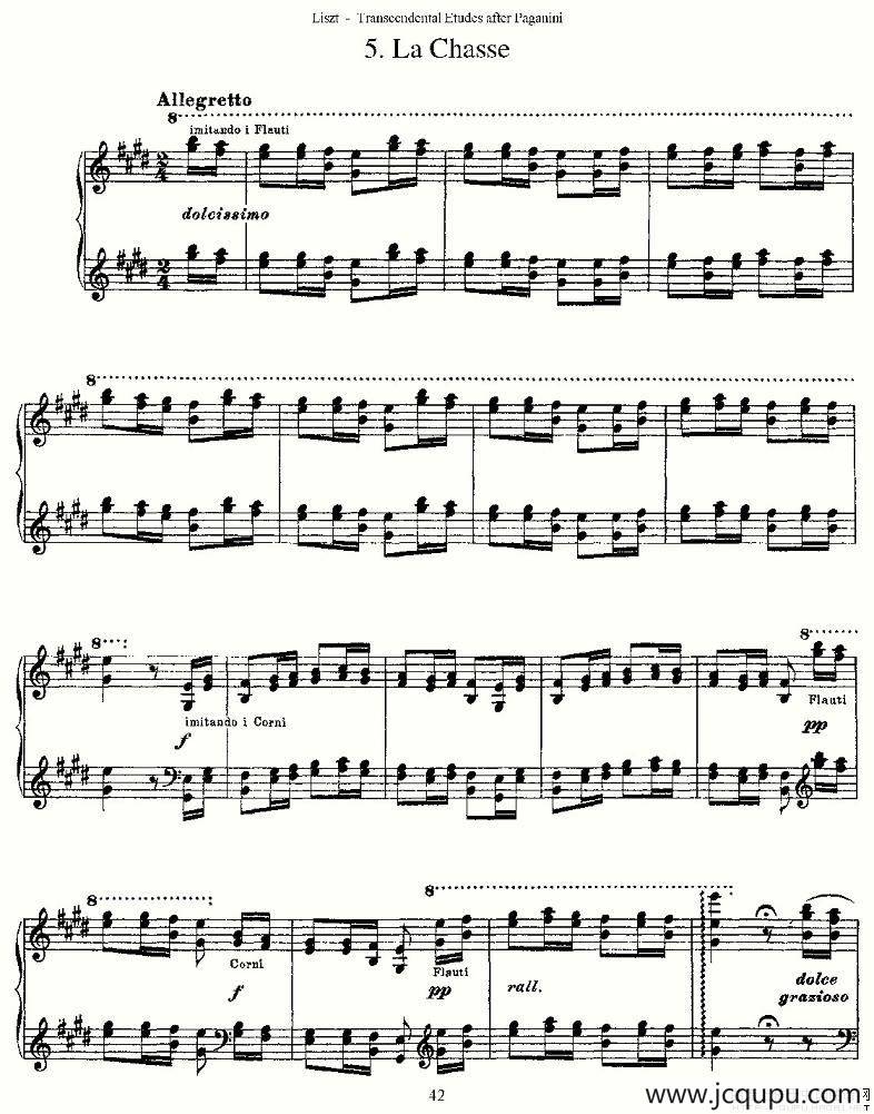 李斯特六首帕格尼尼练习曲之（五）简谱