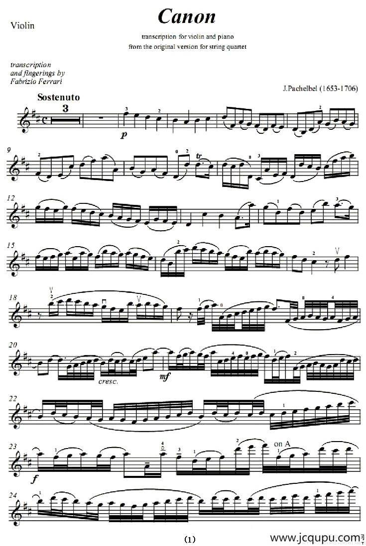 Canon（卡农）简谱