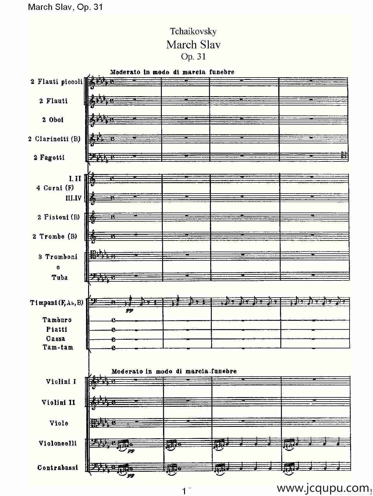 March Slav, Op.31 斯拉夫进行曲，Op.31（一）简谱