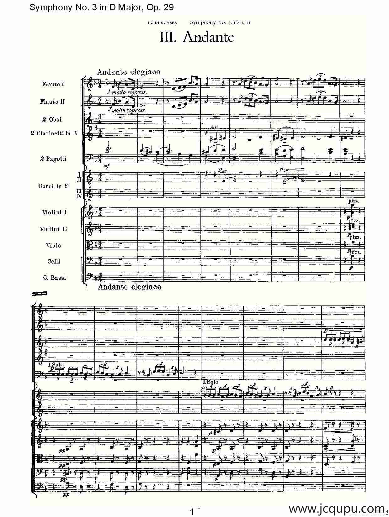 D大调第三交响曲, Op.29 第三乐章简谱