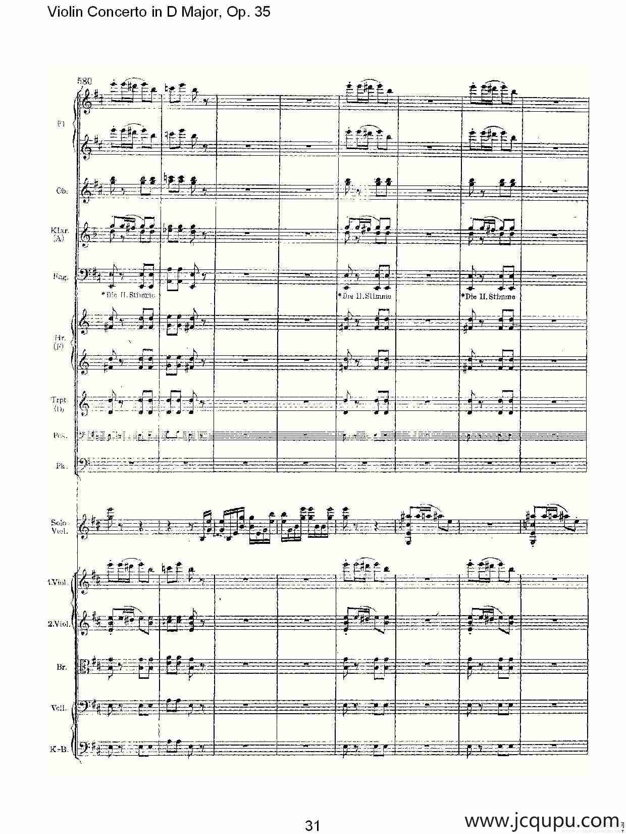 D大调小提琴协奏曲, Op.35第三乐章（二）简谱