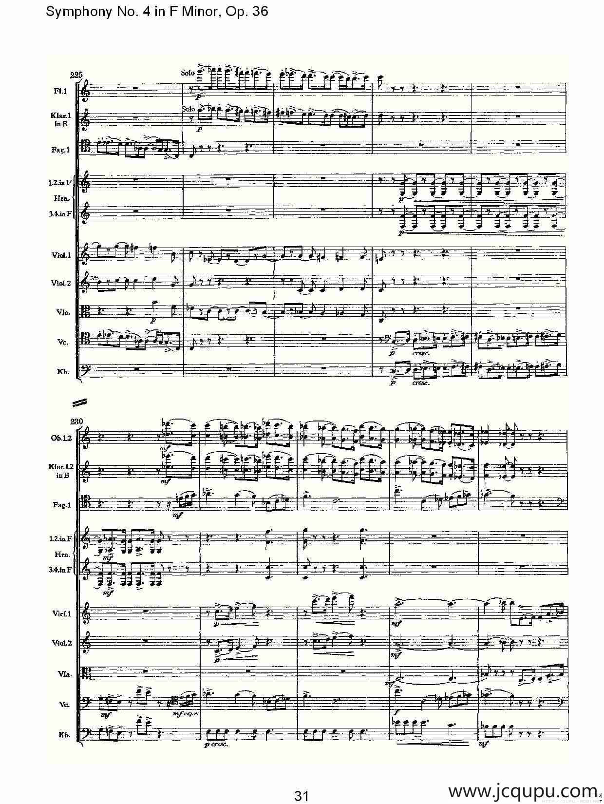 F小调第四交响曲, Op. 36 第一乐章（二）简谱