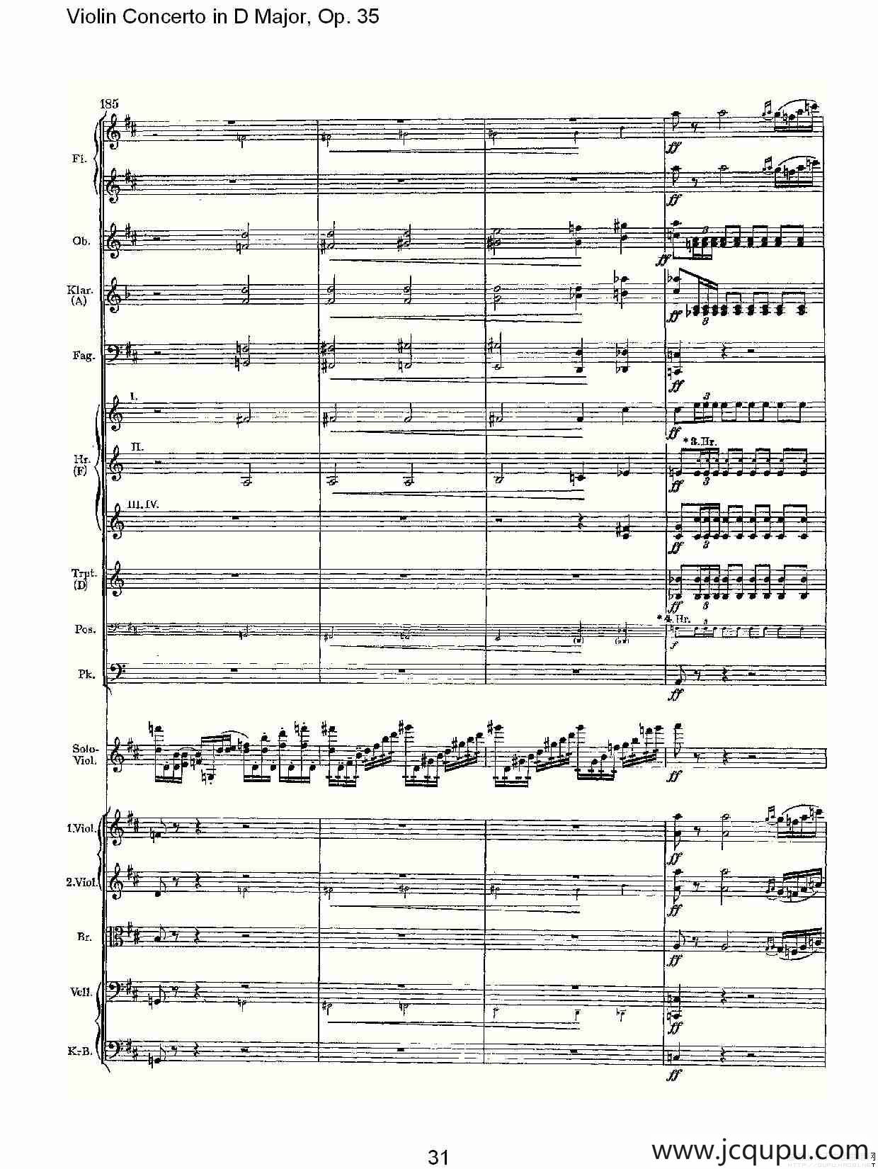 D大调小提琴协奏曲, Op.35第一乐章（二）简谱