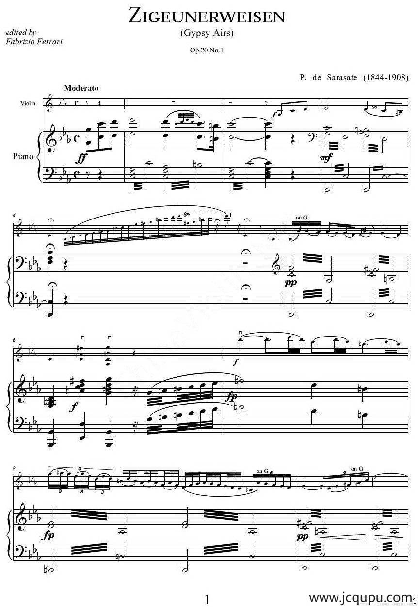 流浪者之歌（小提琴+钢琴）简谱