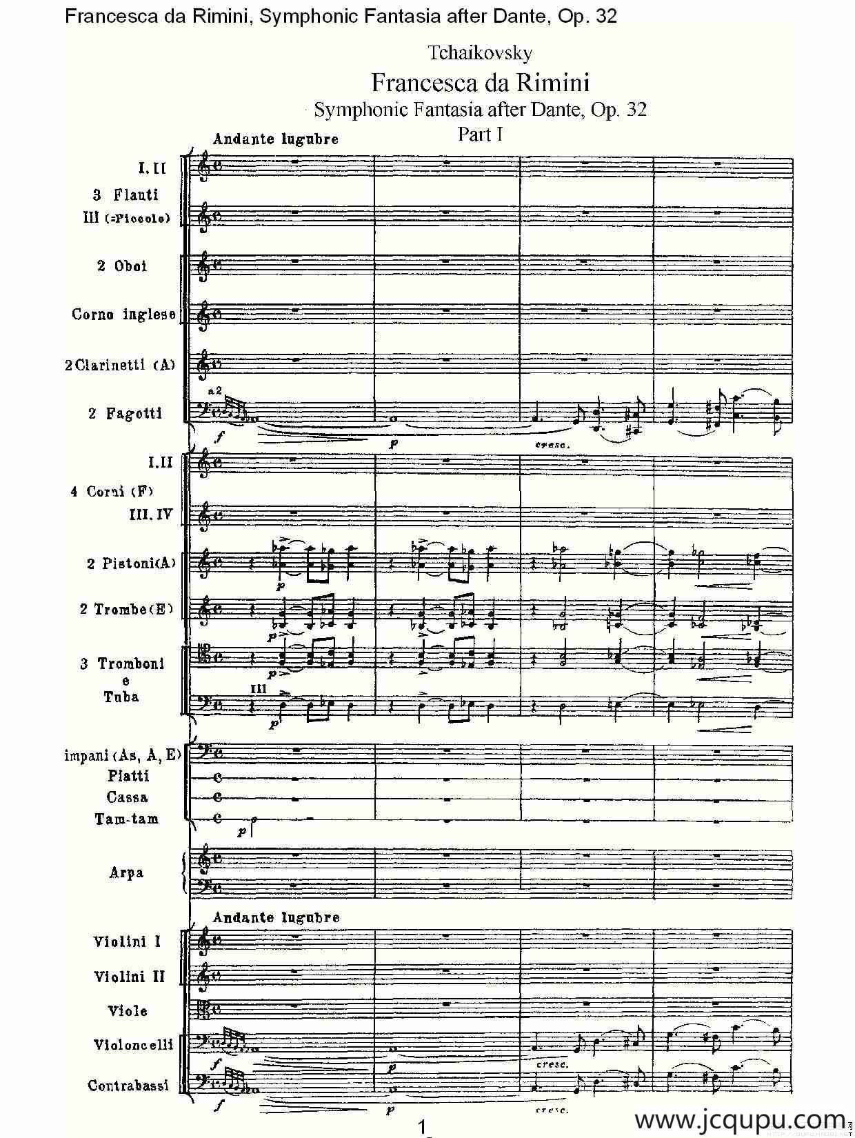Francesca da Rimini, 但丁幻想曲Op.32 第一部（一）简谱