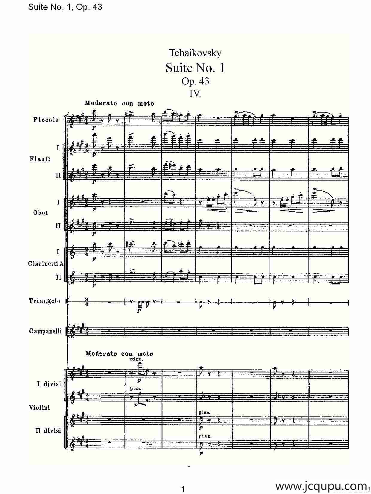 Suite No.1, Op.43 第一套曲,Op.43第四乐章简谱