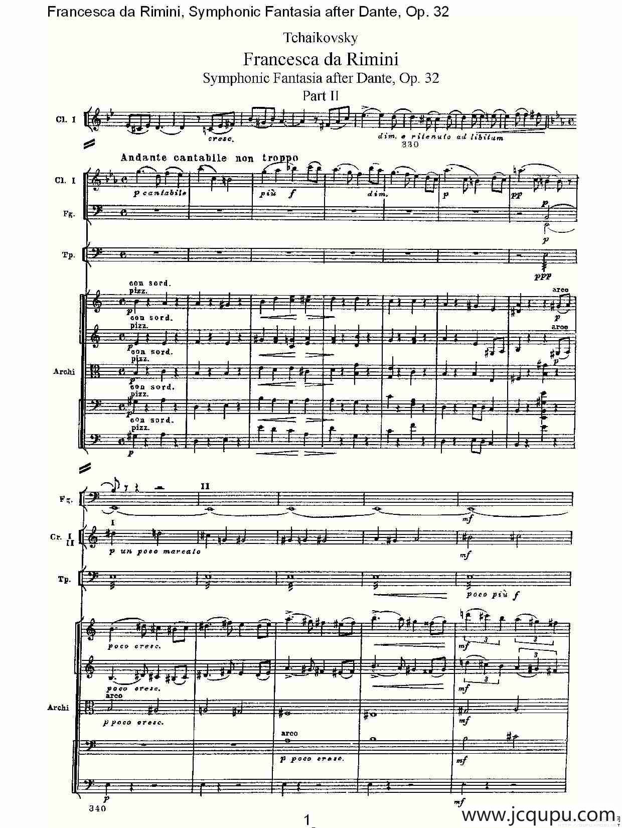 Francesca da Rimini, 但丁幻想曲Op.32 第二部（一）简谱