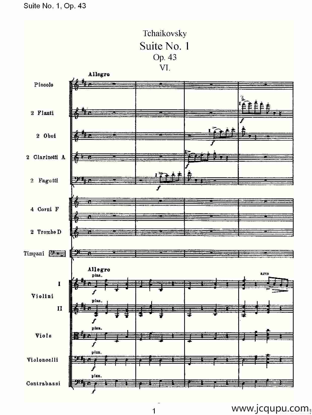 Suite No.1, Op.43 第一套曲,Op.43第六乐章简谱