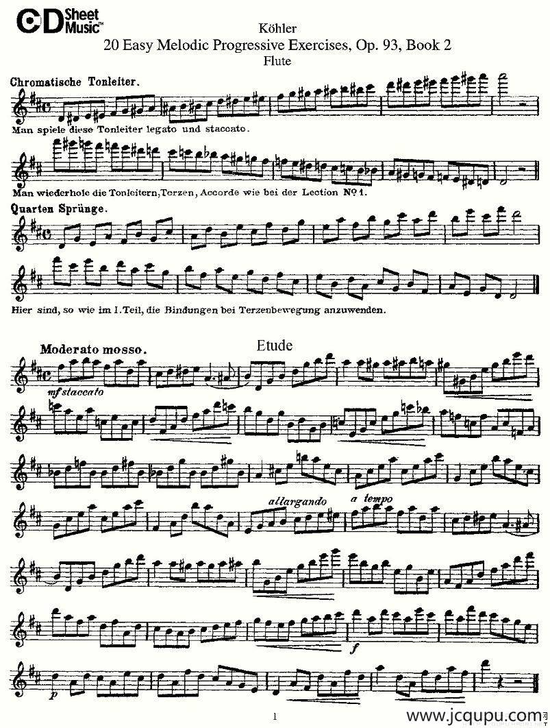 柯勒练习曲作品93号（二）简谱