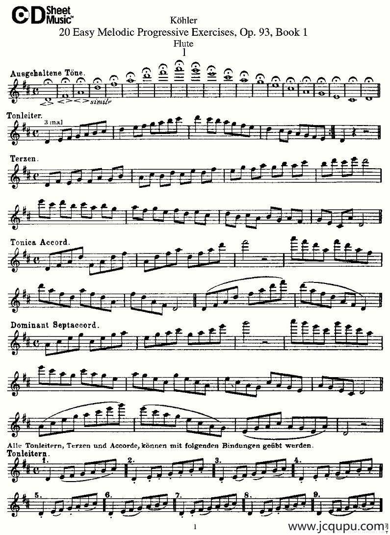 柯勒练习曲作品93号（一）简谱