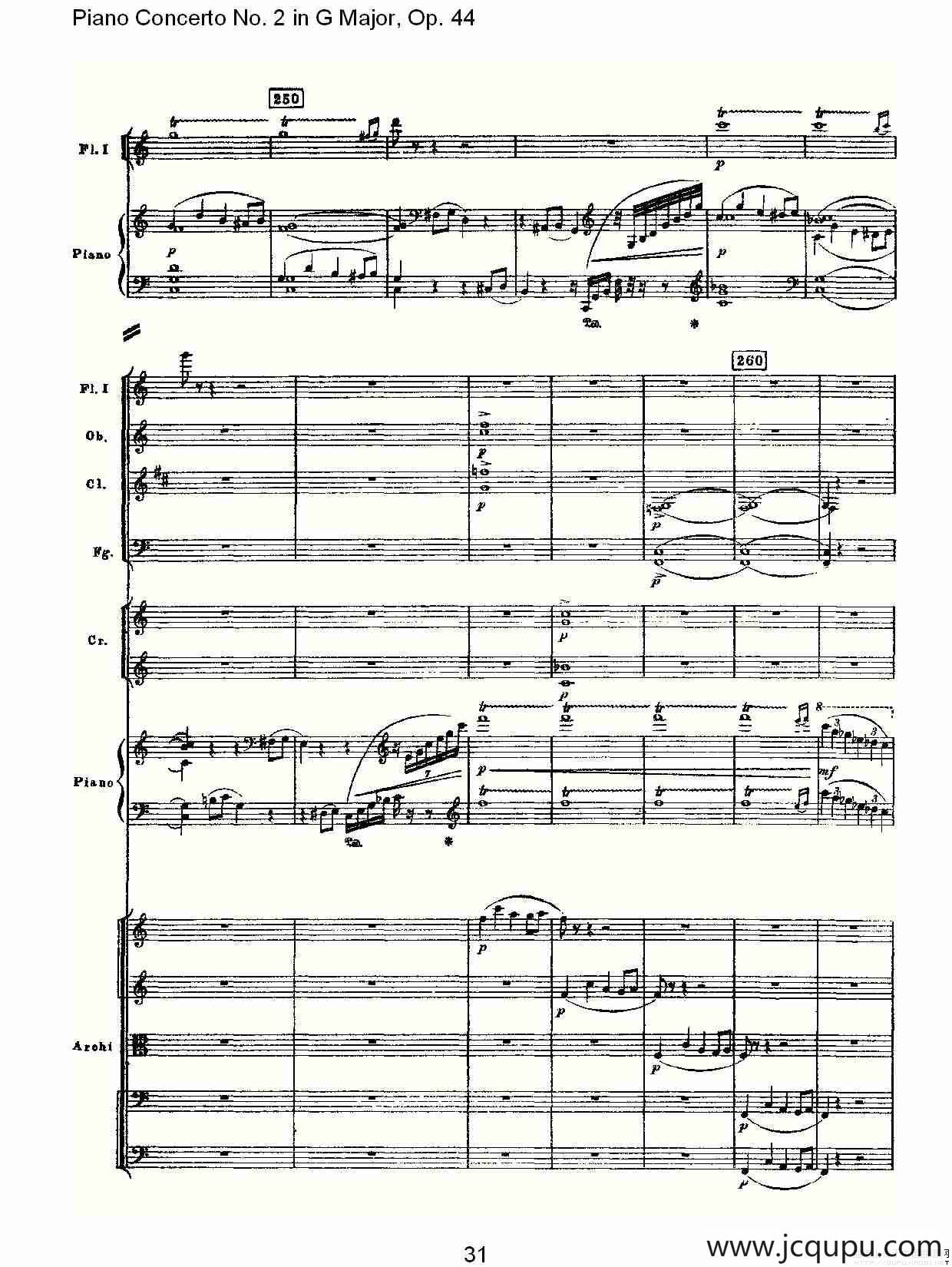 G大调第二钢琴协奏曲, Op.44第一乐章（二）简谱