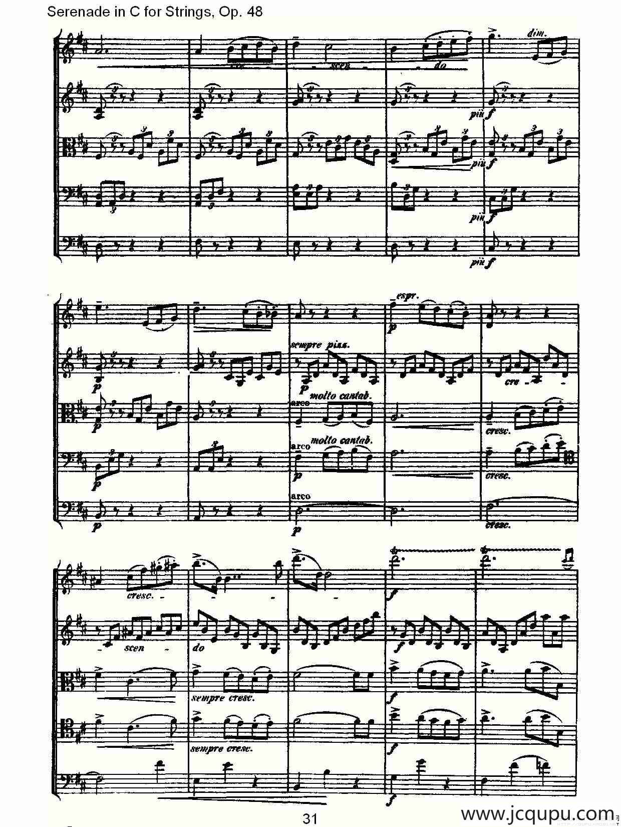 Serenade in C for Strings, Op.48 C调弦乐小夜曲，Op.48（二）简谱