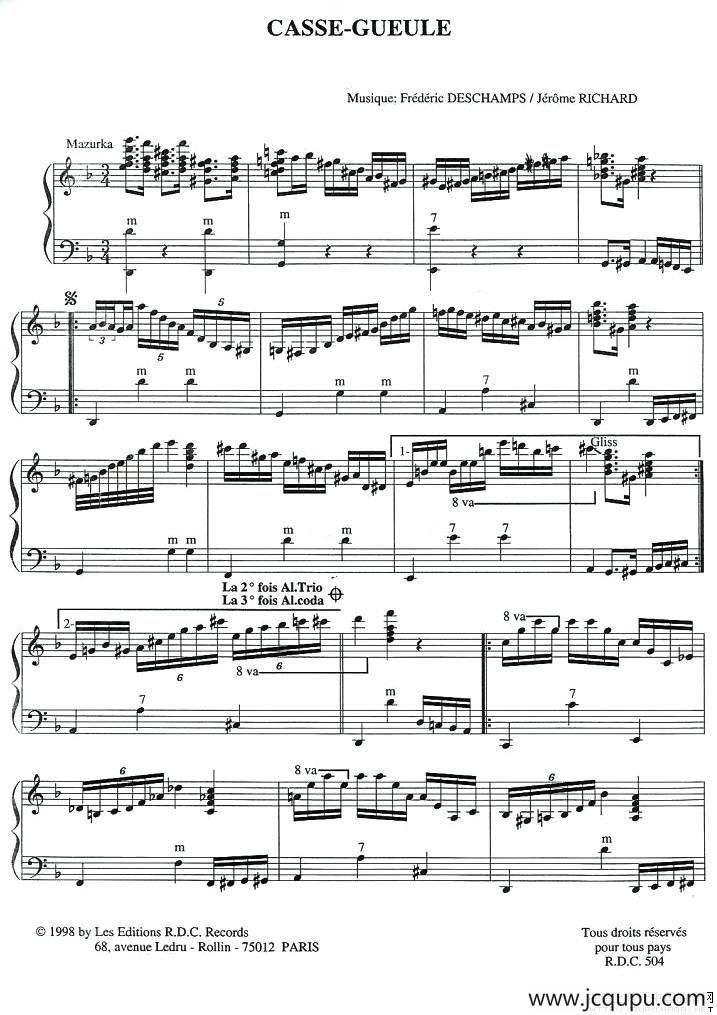 Casse Gueule（颤抖的双唇）简谱