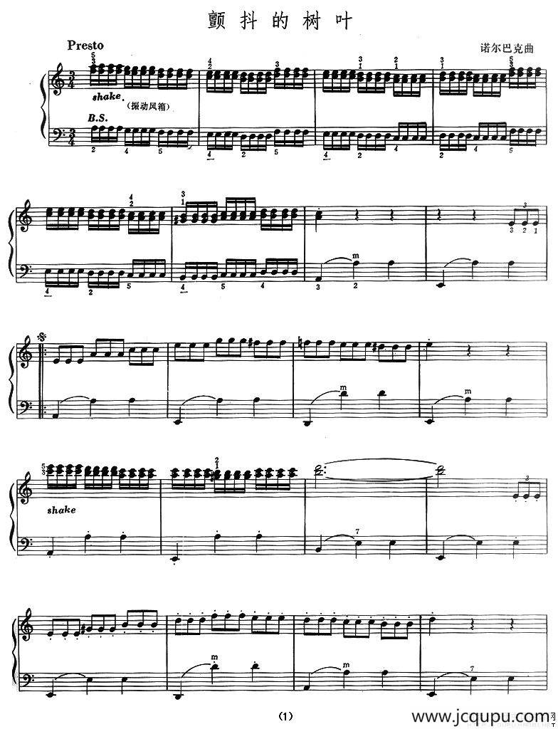 颤抖的树叶简谱