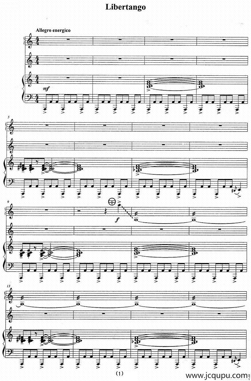 Libertango（自由探戈）（手风琴、小提琴、钢琴三重奏）简谱