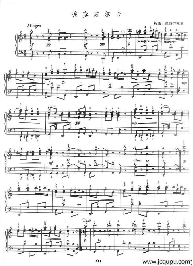 拨奏波尔卡简谱