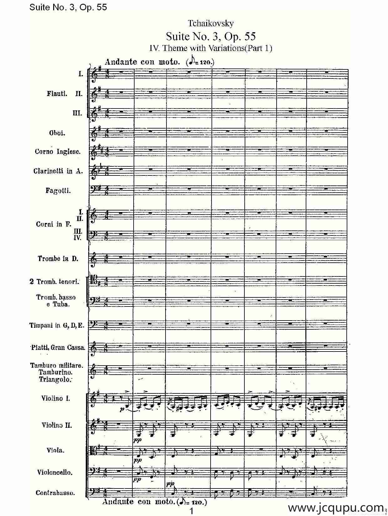 Suite No. 3, Op.55 第三套曲,Op.55第四乐章第一部（一）简谱