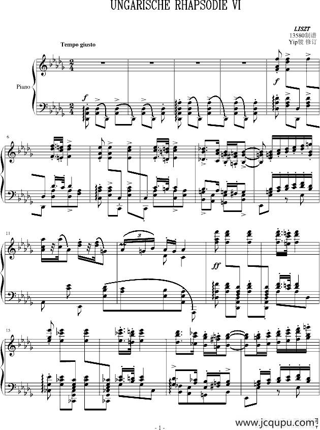 匈牙利狂想曲第6号简谱