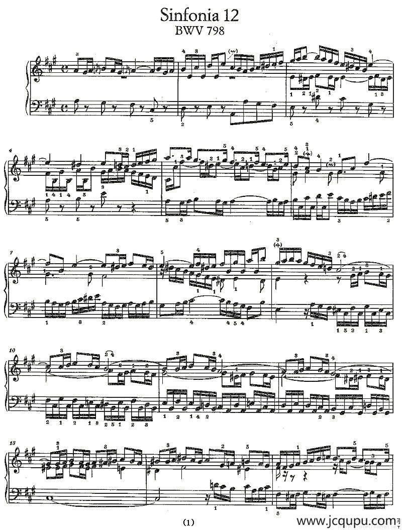 Sinfonia 12 BWV-798简谱