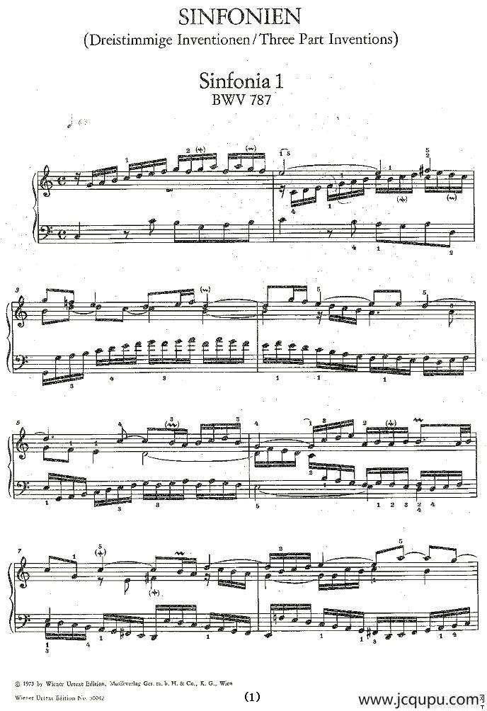 Sinfonia 1 BWV-787简谱