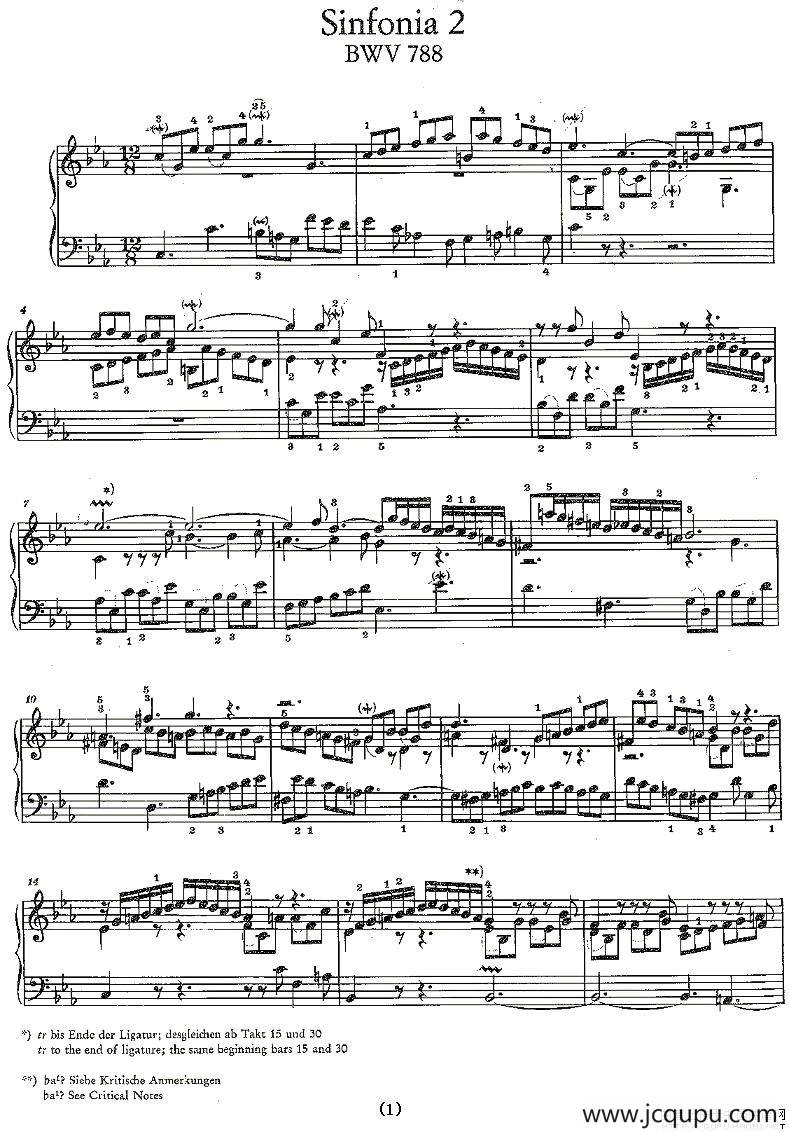 Sinfonia 2 BWV-788简谱