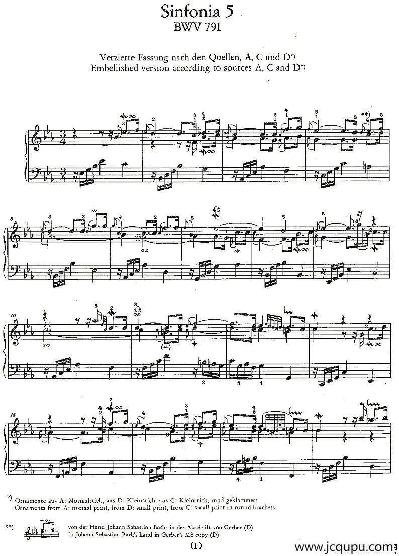 Sinfonia 5 BWV-791简谱