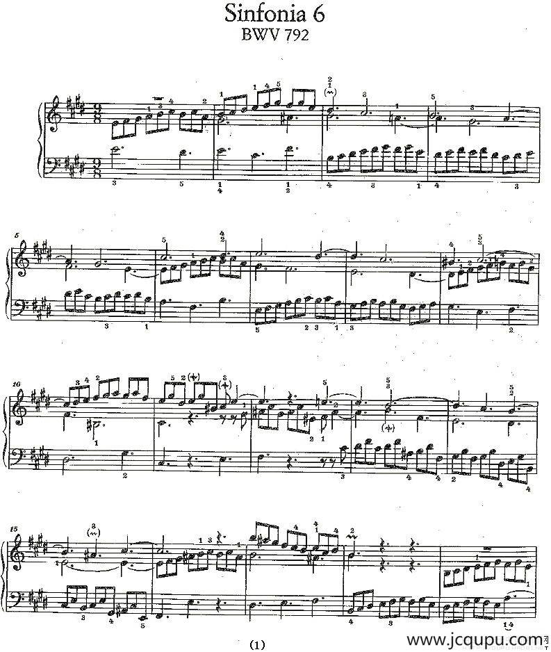 Sinfonia 6 BWV-792简谱