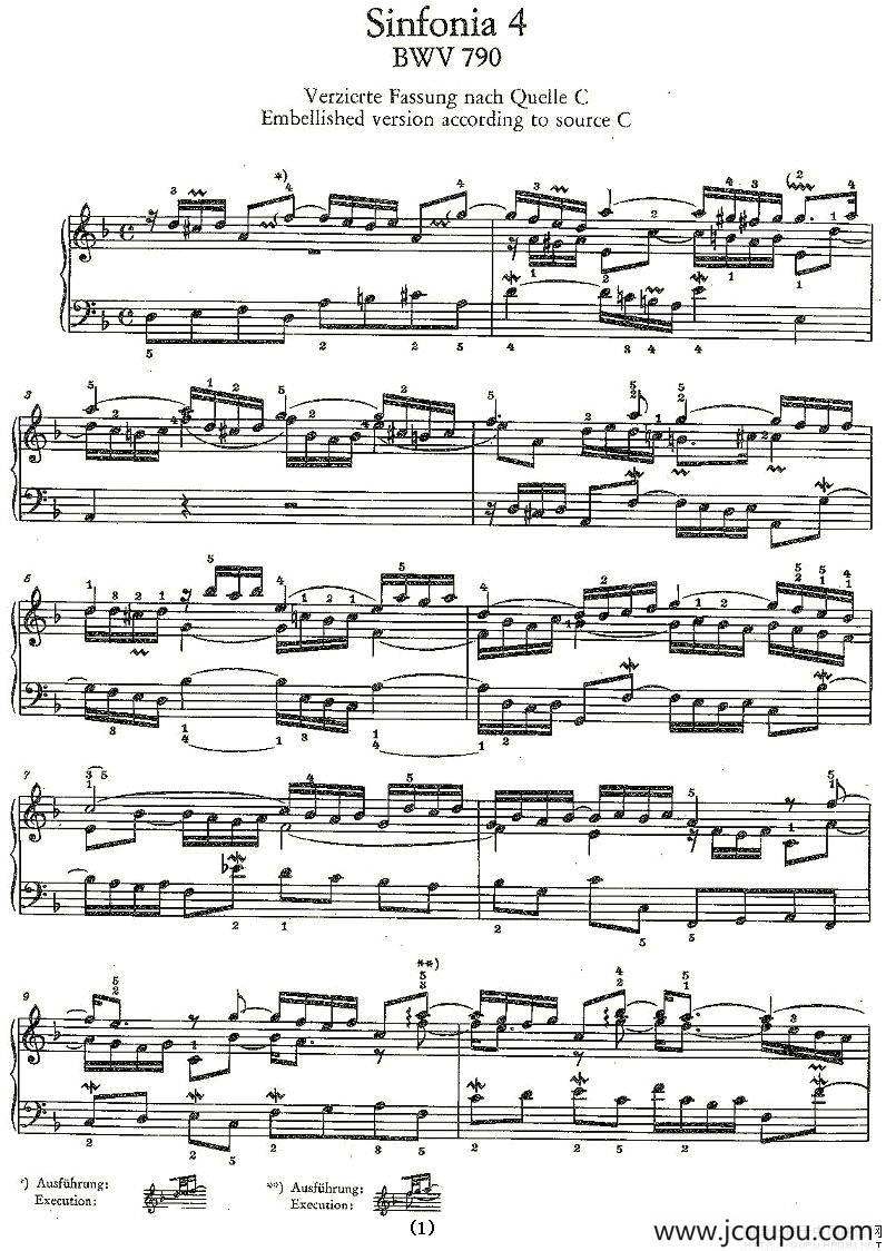 Sinfonia 4 BWV-790简谱