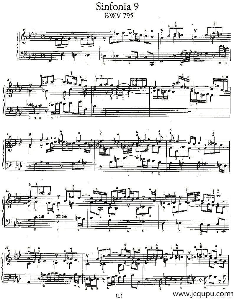 Sinfonia 9 BWV-795简谱