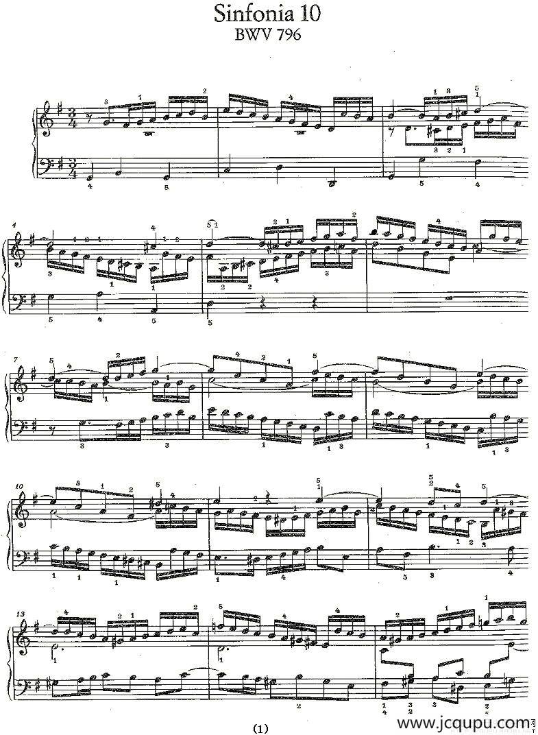 Sinfonia 10 BWV-796简谱