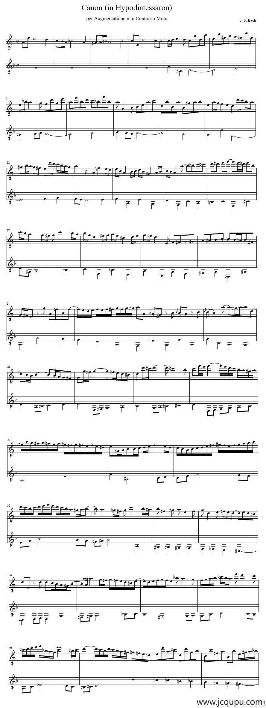 Canon（in Hypodiatessaron [卡农 吉他二重奏]）简谱