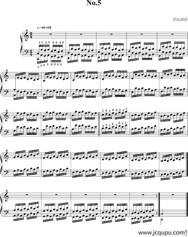 哈农指法练习（5）简谱