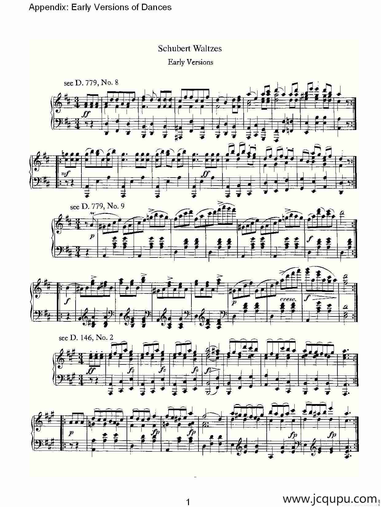 Appendix: Early Versions of Dances（附录： 早期的舞曲译本）简谱