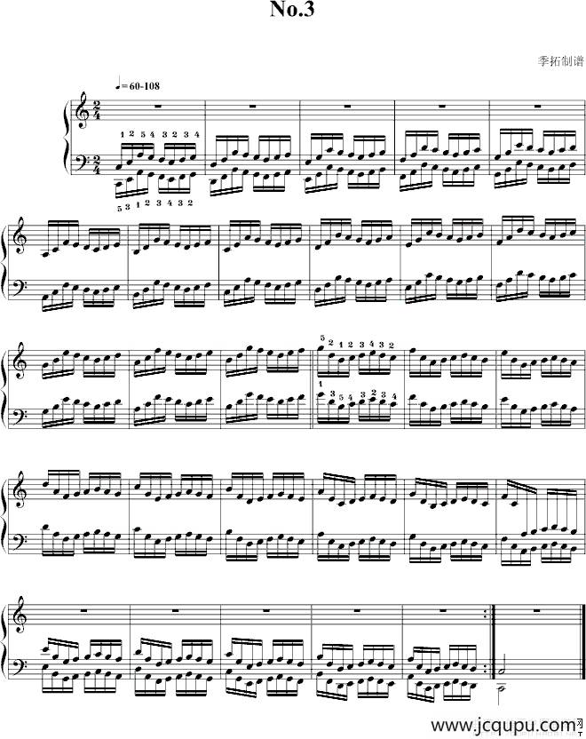 哈农指法练习（3）简谱