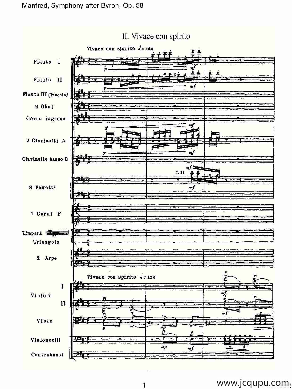 Manfred, Symphony after Byron, Op.58第二乐章（一）简谱